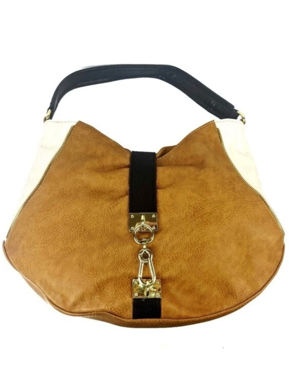NEW Olivia + Joy Colorblock Hobo Shoulder Bag - Tan, Cream & Black